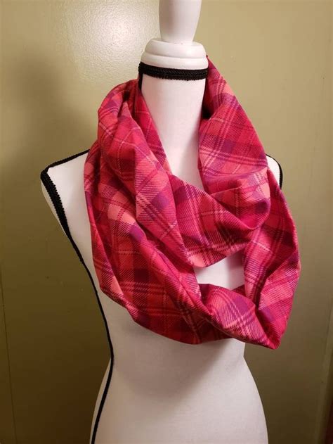 Pink Plaid Flannel Infinity Scarf By Houseofdogburt On Etsy Pink