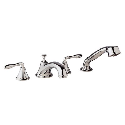 4 Hole 2 Handle Deck Mount Roman Tub Faucet With 9 5 L Min 2 5 Gpm Hand Shower