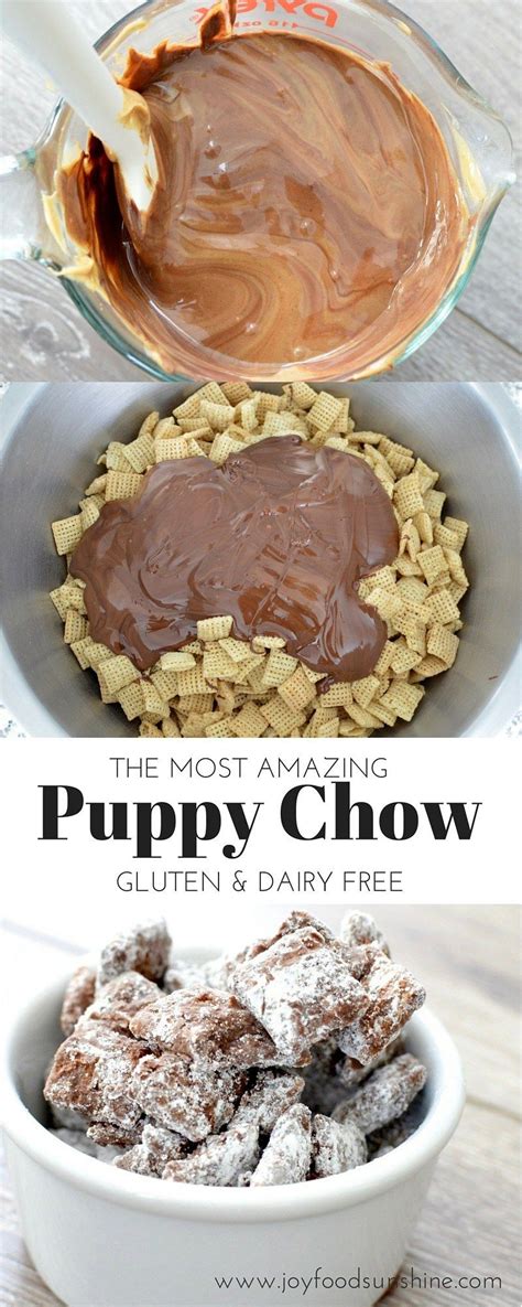 This puppy chow (muddy buddy) recipe makes a quick chocolate peanut butter cereal snack or dessert that's always a hit. The best puppy chow in the universe. Clumps of chocolate peanut butter goodness held together by ...