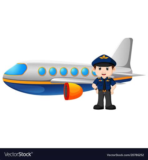 Pilot And Airplane On White Background Royalty Free Vector Community