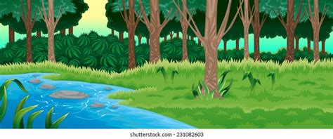 Green Forest Vector Cartoon Illustration Stock Vector Royalty Free