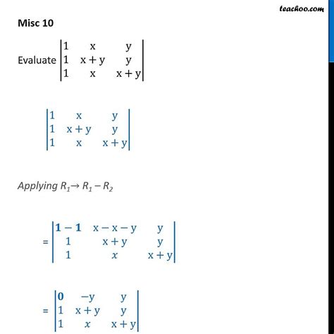 Misc 10 Evaluate 1 X Y 1 Xy Y 1 X Xy Chapter 4 Ncert