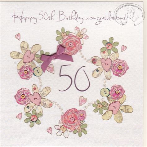 Handmade 50th Birthday Card Karenza Paperie