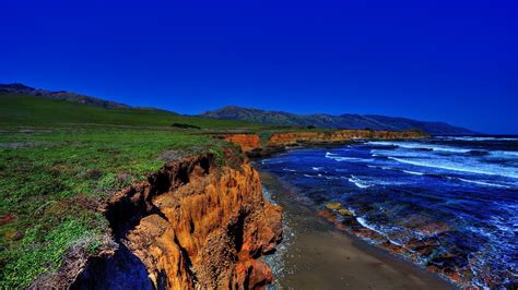 1920x1080 Beach Cliff Coast Nature Landscape Waves Sea Water Hill