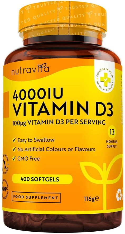 100 мкг или 4000 ме. Vitamin D 4000 IU - 365+ Day Supply Easy to Swallow Soft ...