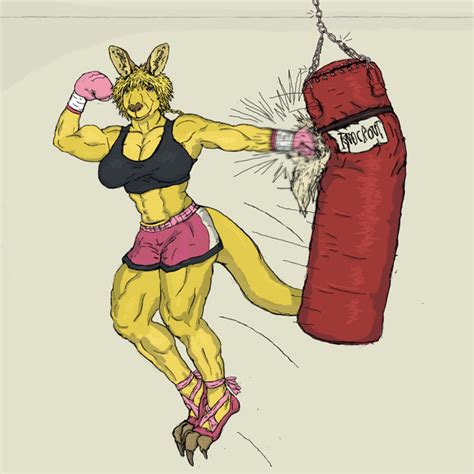 Muscle Female Kangaroo Boxer Hopping Punching By Animagusurreal On