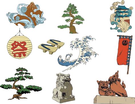 Japanese Decorative Elements Set Free Download Japanese Symbol