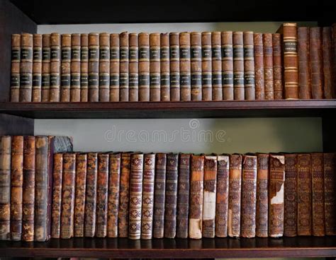 Shelf Of Old 19th Century English Literature Books Stock Photo Image