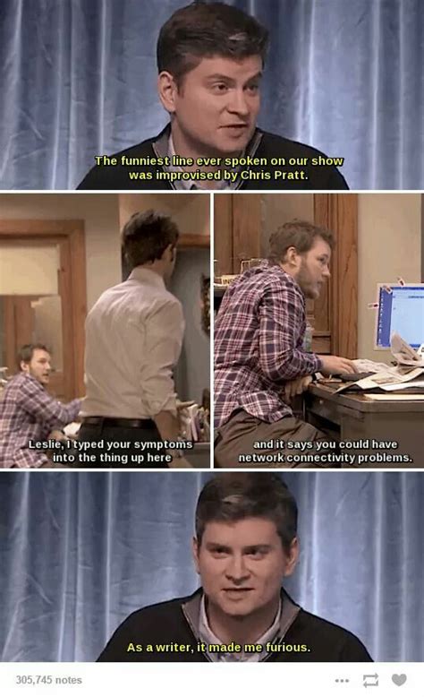 Pratt broke out with his hilarious and winning performance on parks & rec. Andy Dwyer, Chris Pratt, Parks and Recreation | Parks n rec, Parks and rec memes, Parks and recs