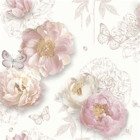 Arthouse Flower Garden Blush Wallpaper Wilko