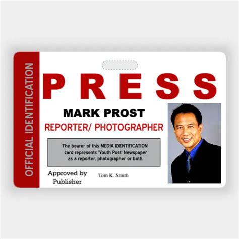 Press Id Badge Horizontal Great Selection Of Press Pass Templates