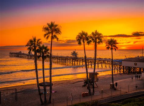 San Clemente Beach San Clemente Pier Palm Trees Sunset Fin Flickr