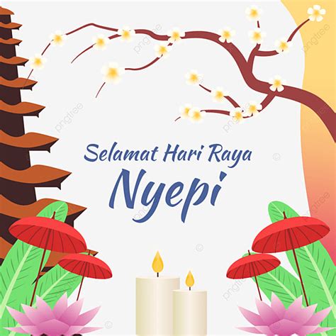 Gambar Hari Raya Nyepi Dengan Lilin Dan Pohon Bunga Kenanga Bali Kuil