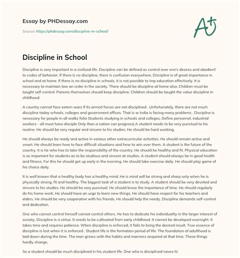 Discipline In School Essay Example 600 Words