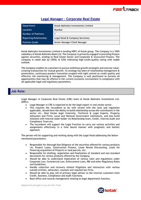 Advanced proficiency in ms word, adobe, powerpoint and excel are a few among other important. Legal Manager Real Estate Job Description | Templates at ...