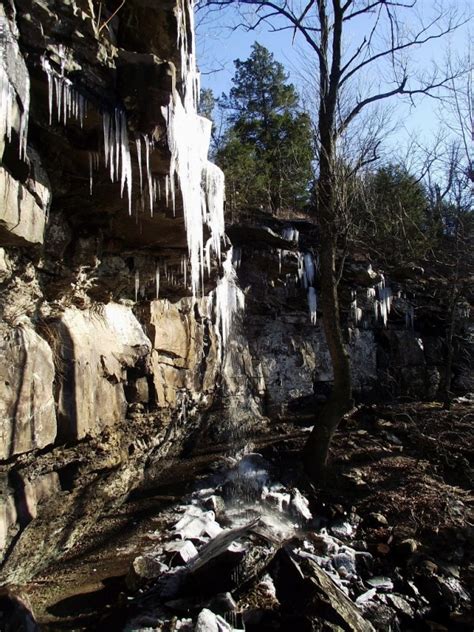 Mount Nebo Waterfall Photos With Icicles Arklahoma Hiker