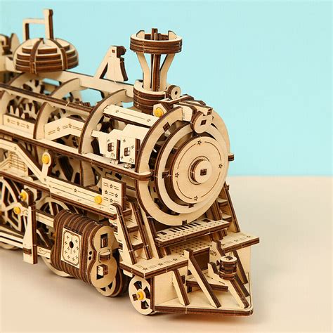 Wooden 3d Puzzle Train Locomotive Model Building Kit Etsy