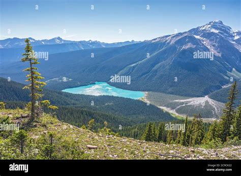 Aerial View Of Emerald Lake From Burgess Pass In Yoho National Park