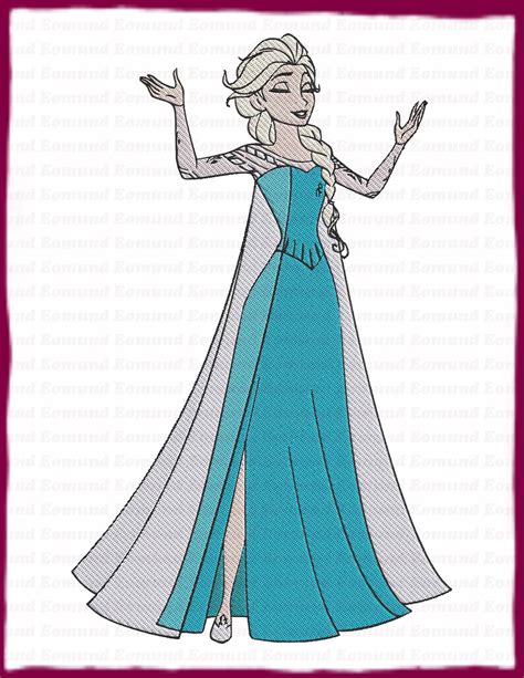 Elsa Frozen Filled Embroidery Design 12 Instant Download Etsy Uk