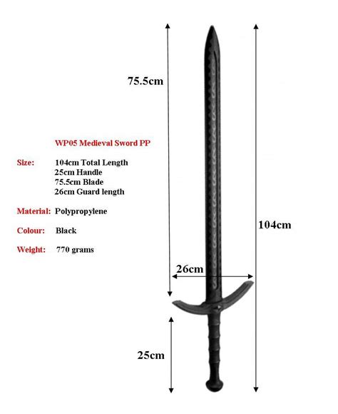 Wp05 Medieval Sword Dimensions Giri Martial Arts Supplies