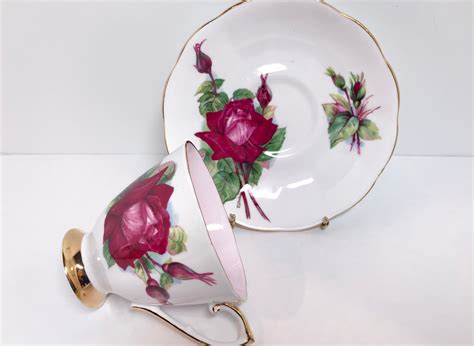 Roslyn Grand Gala Rose Tea Cup And Saucer Harry Wheatcroft Roses Artist Signed Teacup Big