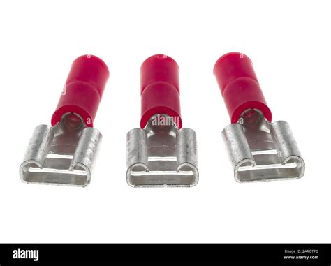 Quick Release Crimp Receptacle Terminals Insulated Red Isolated On