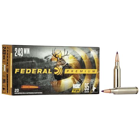 Federal P243j Premium 243 Win 95 Gr Nosler Ballistic Tip Nbt 20 Bx