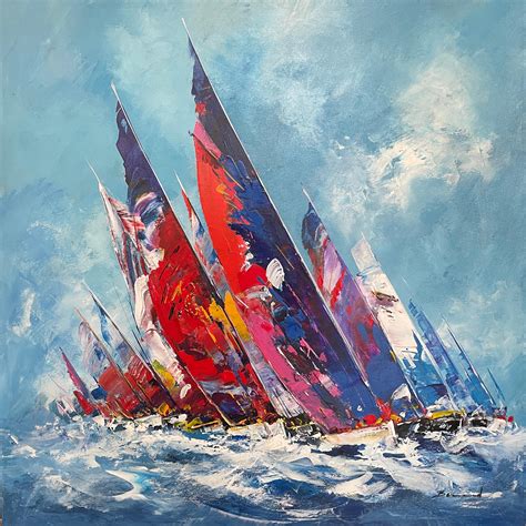Bernard Fluorescent Sails Contemporary Colourful Painting Of Sail