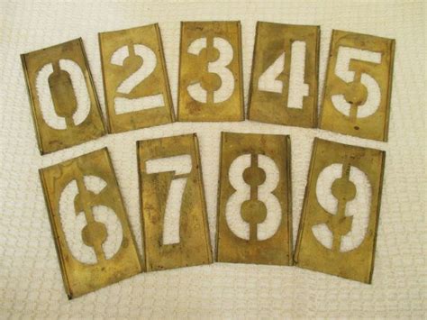 Vintage Large Brass Number Stencils 9 In Lot Mixed Media Etsy