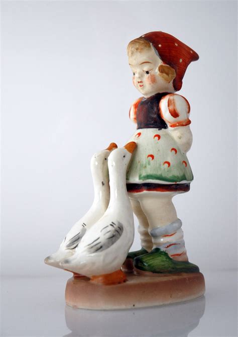 Goose Girl Figurine Vintage Hummel Style Country By Colonialcrafts