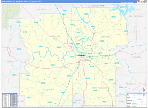 Montgomery Metro Area Al Zip Code Maps Basic