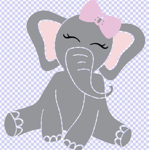 Cute Baby Elephant Bow Svg File Clipart Instant Download Etsy