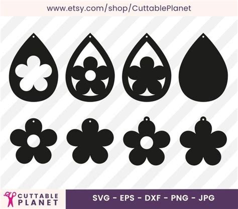 Free Flower Leather Earrings Svg Svg Png Eps Dxf File