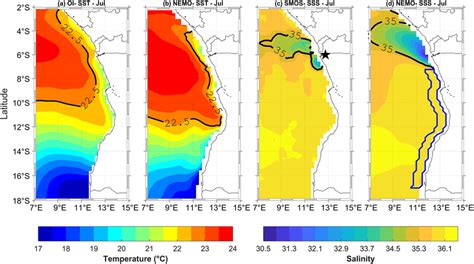 Climatological Sea Surface Temperature A B And Salinity C D