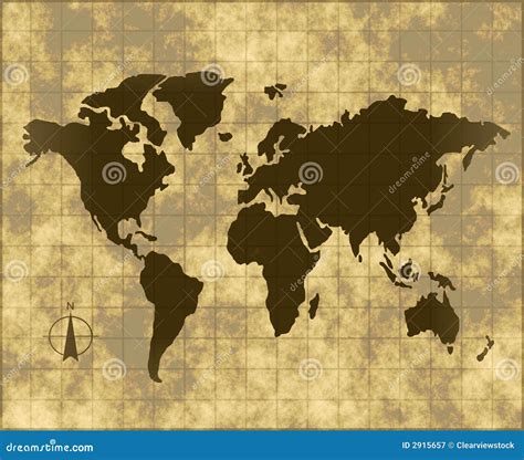 Map Of The World On Parchment Stock Vector Illustration Of Paper