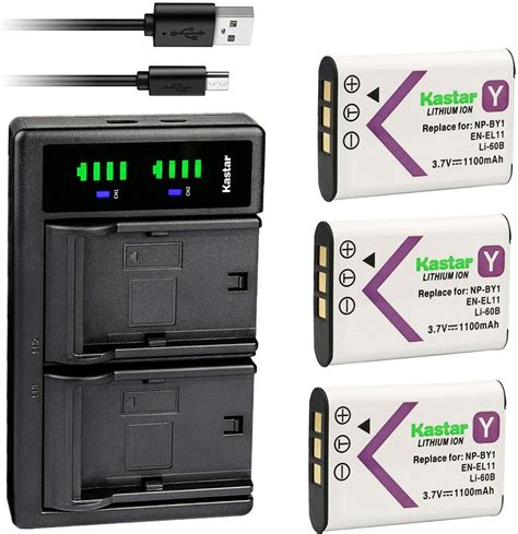 kastar 3 pack battery and ltd2 usb charger replacement for pentax d li78 dli78