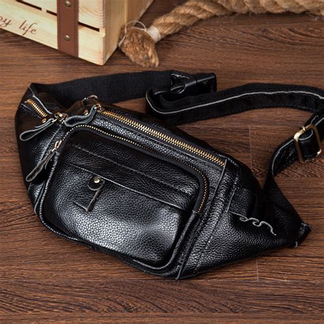 Leather Fanny Pack Mens Waist Bag Hip Pack Belt Bag Bumbag For Men