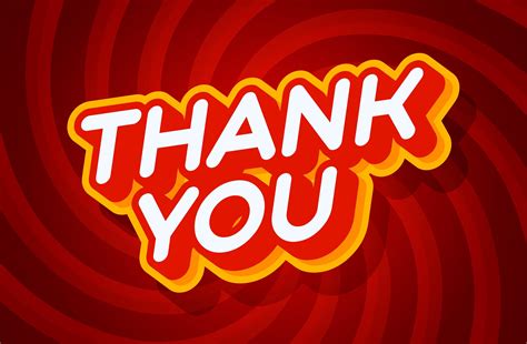 Thank You Red And Yellow Text Effect Template With 3d Type Style And