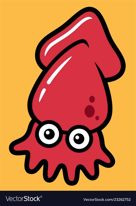 Cartoon Cute Squid In Yellow Background Royalty Free Vector