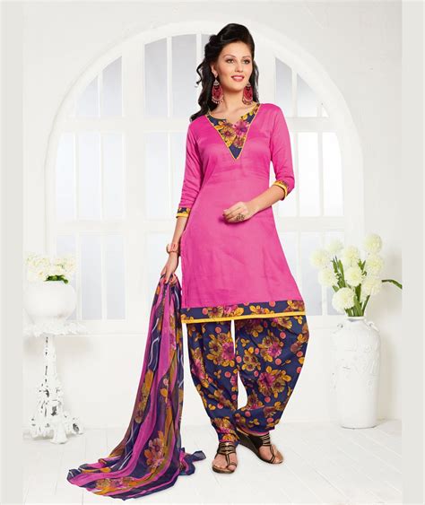 Pink Cotton Satin Punjabi Suit 69211 Eastern Dresses Punjabi Suits Desi Fashion