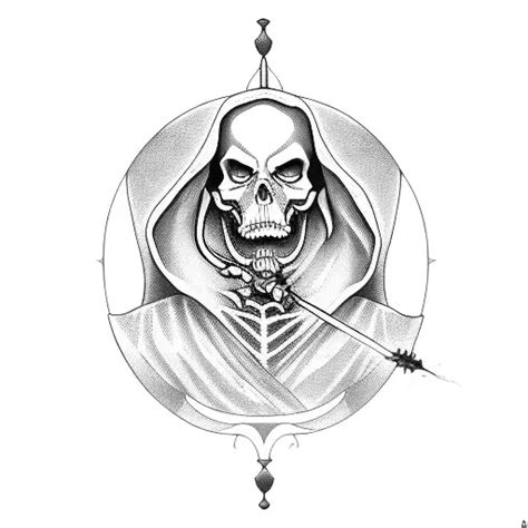 Blackwork Grim Reaper With Hourglass Tattoo Idea Blackink Ai
