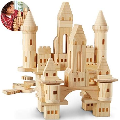 The Discovery Kids 75 Piece Premium Piece Wooden Castle Building Blocks