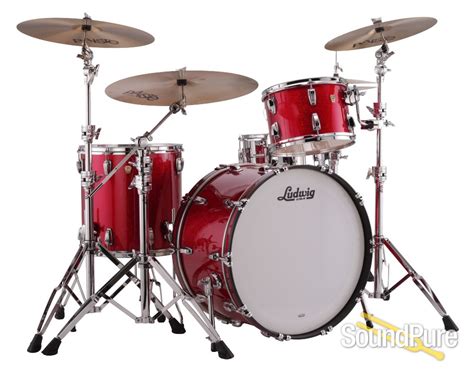Ludwig 3pc Classic Maple Fab Drum Set Red Sparkle