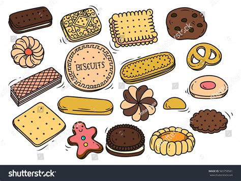 Set Biscuit Doodle Isolated On White Stock Vector 565759561 Shutterstock
