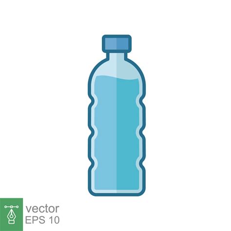 icono plano de botella de agua estilo de contorno relleno simple botella de plástico bebida