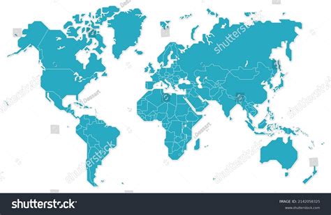 Simple World Map Borders Stock Vector Royalty Free 2142058325
