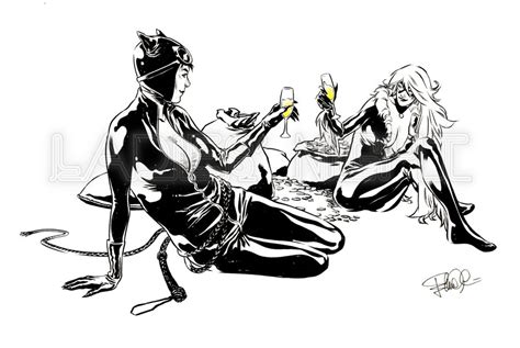 Catwoman And Blackcat Champagne Cheers By Elena Casagrande On