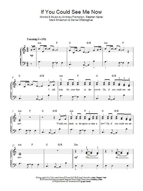 If You Could See Me Now Sheet Music The Script Beginner Piano Abridged