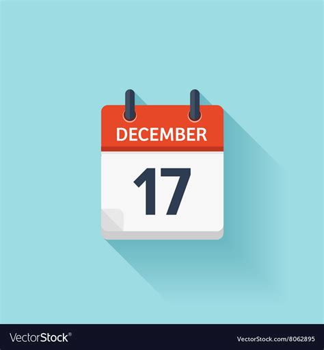 December 17 Flat Daily Calendar Icon Royalty Free Vector