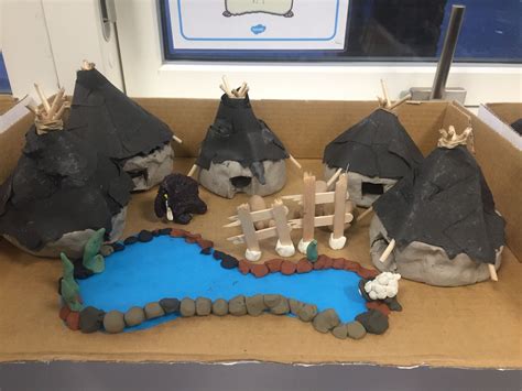 Year 3 Stone Age Village Stone Age Activities Stone Age Display